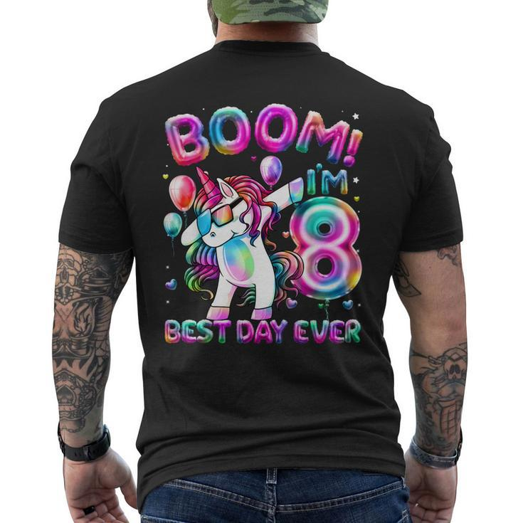 8 Years Old Dabbing Unicorn 8Th Birthday Girl Party Men's Back Print T-shirt
