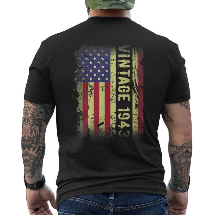 80 Year Old Vintage 1943 American Flag 80Th Birthday Men's Back Print T-shirt