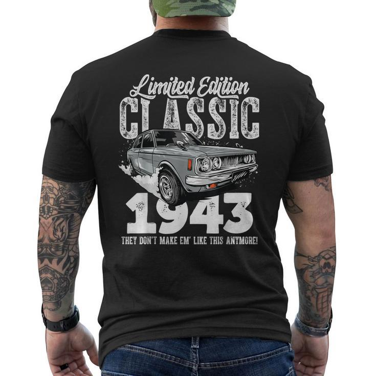 80Th Birthday Vintage Classic Car 1943 B-Day 80 Year Old Men's Back Print T-shirt