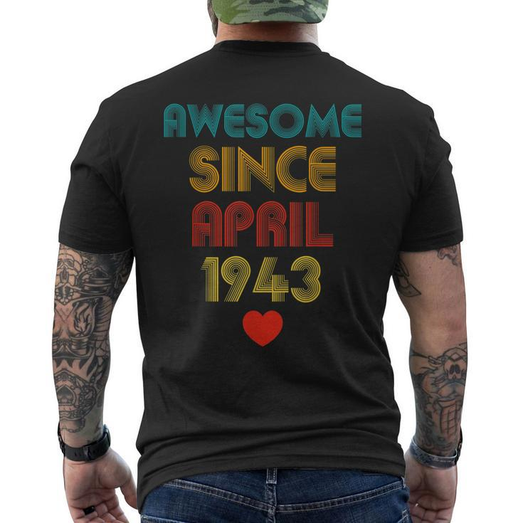 80Years Old Awesome Since April 1943 80Th Birthday Men's Back Print T-shirt