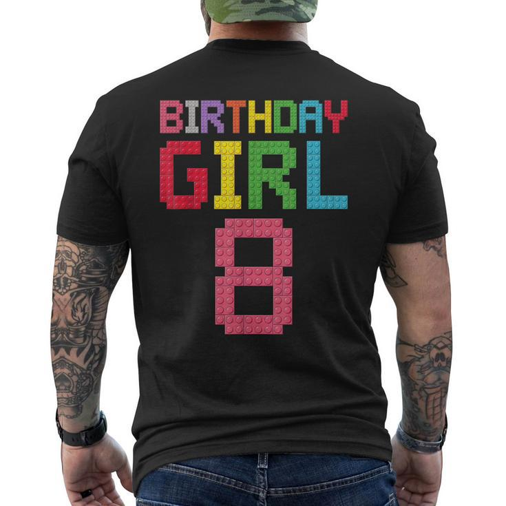8Th Birthday Girl Master Builder 8 Years Old Block Building Men's Back Print T-shirt