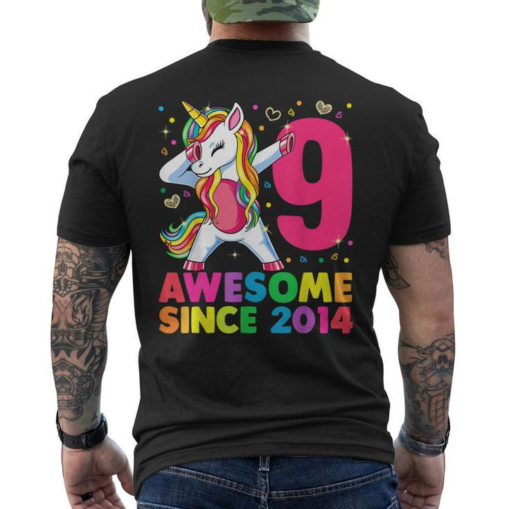 9 Years Old Unicorn Dabbing 9Th Birthday Girl Unicorn Party Men's Back Print T-shirt