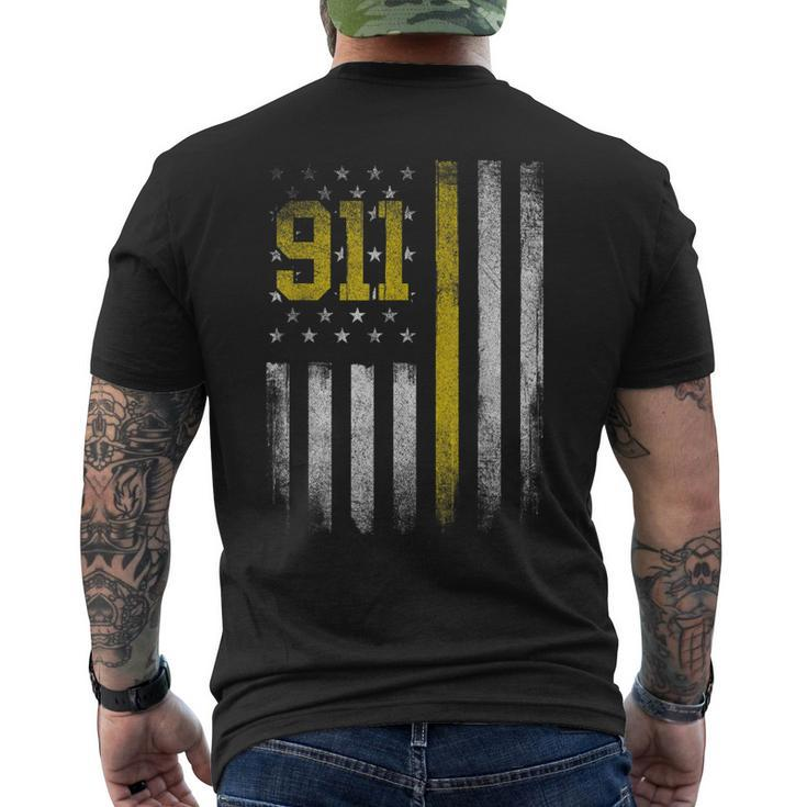 911 Dispatcher - Dispatch Us Flag Police Emergency Responder Men's Back Print T-shirt
