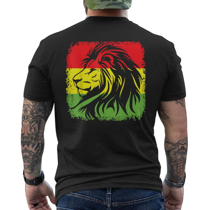 African American Lion Junenth Black History Month Mens Men's Back Print T-shirt