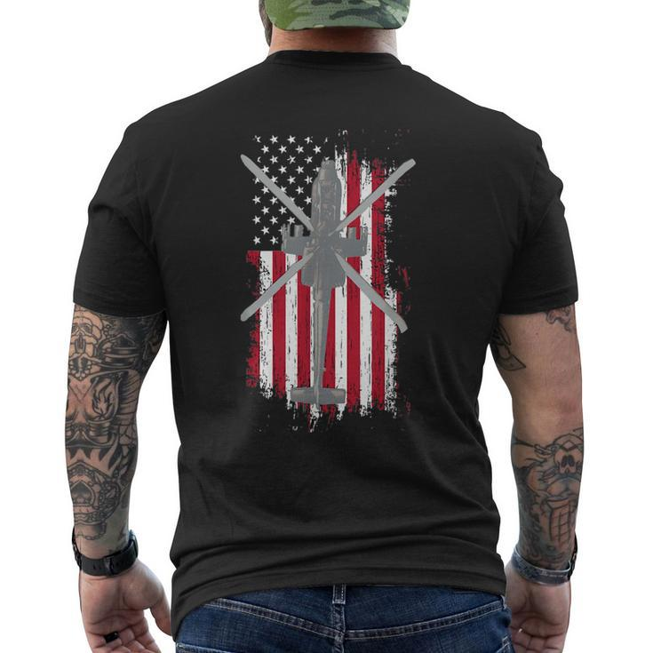 Ah64 Apache American Flag Military Gunship Men's Back Print T-shirt