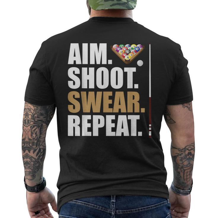 Aim Shoot Swear Repeat Pool Billiard Snooker Men's T-shirt Back Print