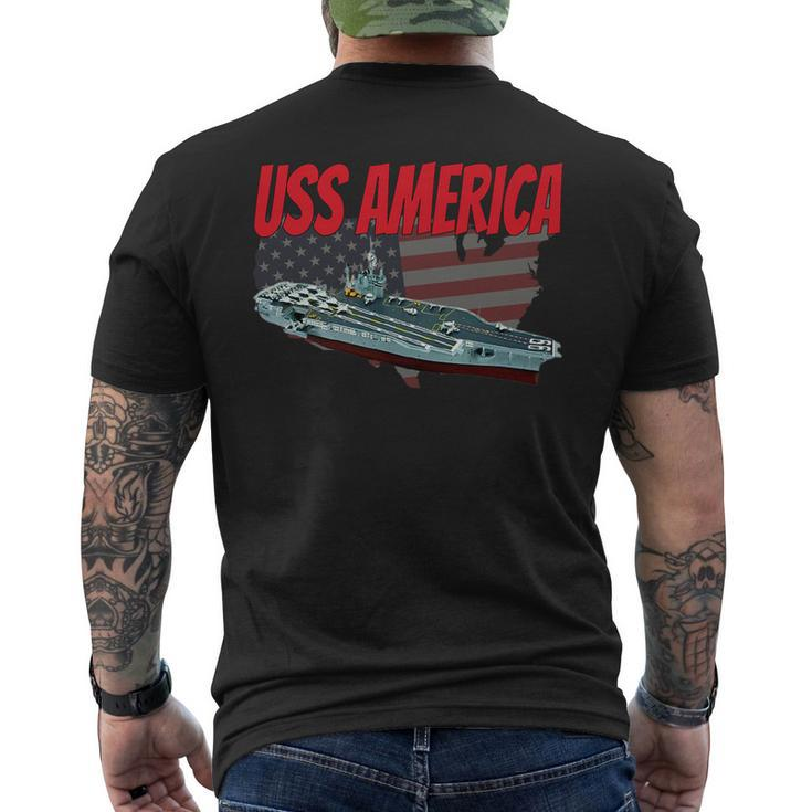 Aircraft Carrier Uss America Cv-66 For Grandpa Dad Son Men's T-shirt Back Print