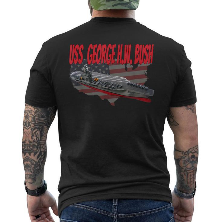 Aircraft Carrier Uss George HW Bush Cvn-77 Grandpa Dad Son Men's T-shirt Back Print