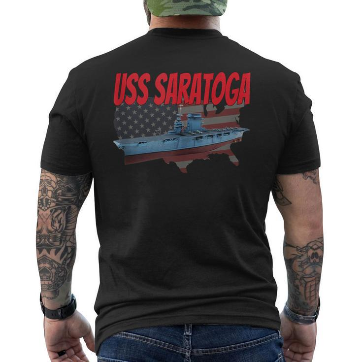 Aircraft Carrier Uss Saratoga Cv-3 Veteran Grandpa Dad Son Men's T-shirt Back Print