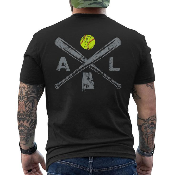 Alabama Softball Bats & Ball Retro Style Softball Player Men's Back Print T-shirt