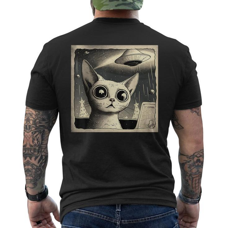 Alien Ufo Cat Selfie Men's Back Print T-shirt