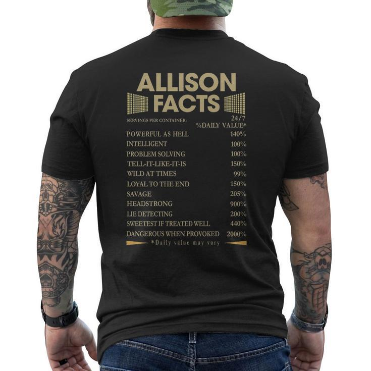 Allison Name Gift Allison Facts Mens Back Print T-shirt