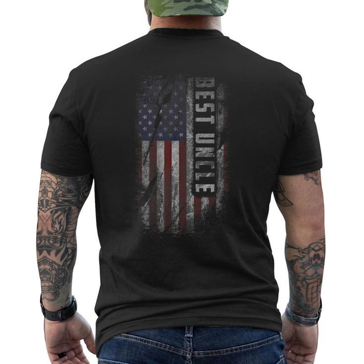 American Best Uncle Patriot Distressed Grunge Usa Flag Men's Back Print T-shirt