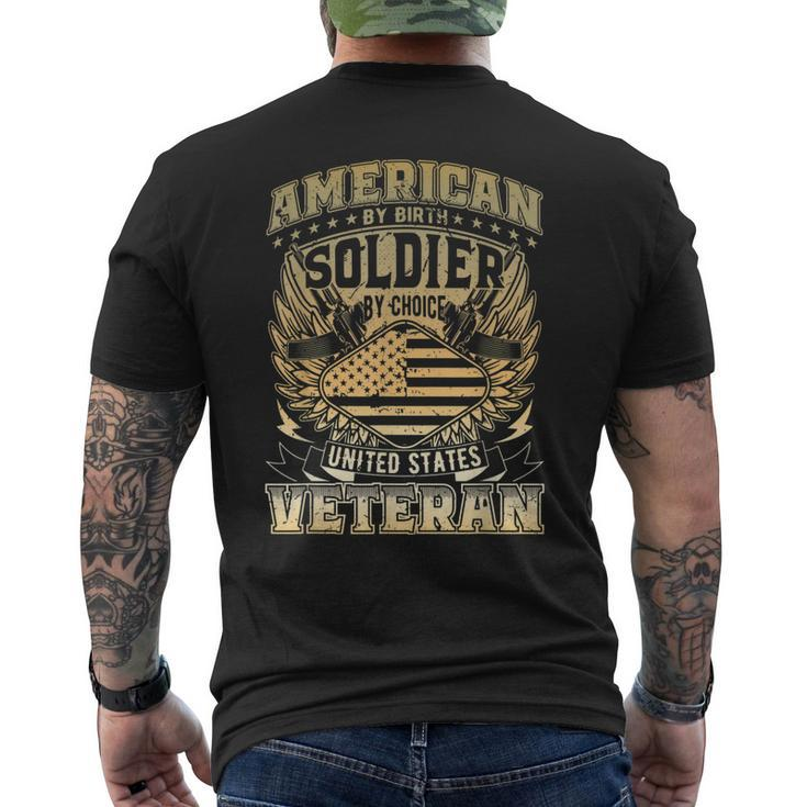 American By Birth Soldier By Choice Us Veteran Men's T-shirt Back Print