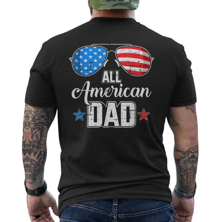 All American Dad Us Flag Sunglasses For Matching 4Th Of July Men's Back Print T-shirt