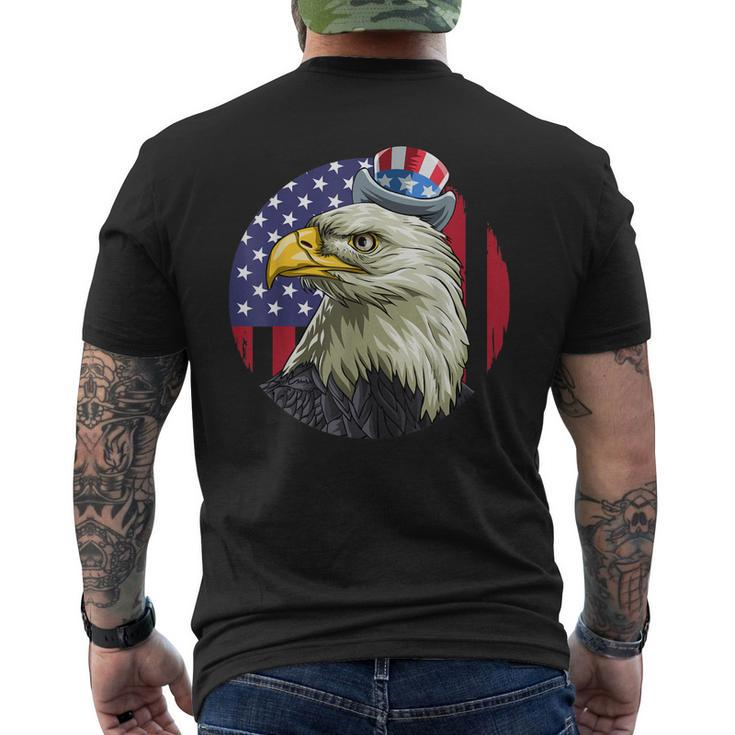American Flag Bald Eagle 4Th Of July Uncle Sam Usa Men's Back Print T-shirt