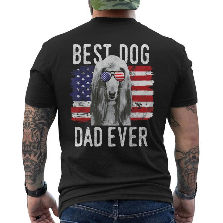American Flag Best Dog Dad Ever Afghan Hounds Usa Men's Back Print T-shirt