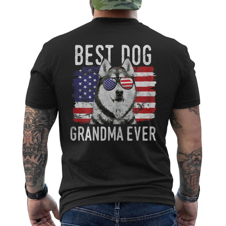 American Flag Best Dog Grandma Ever Siberian Husky Usa Men's Back Print T-shirt