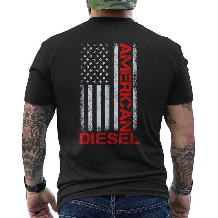 American Flag Diesel Powered Mechanic Vintage Truck Driver Mens Back Print T-shirt