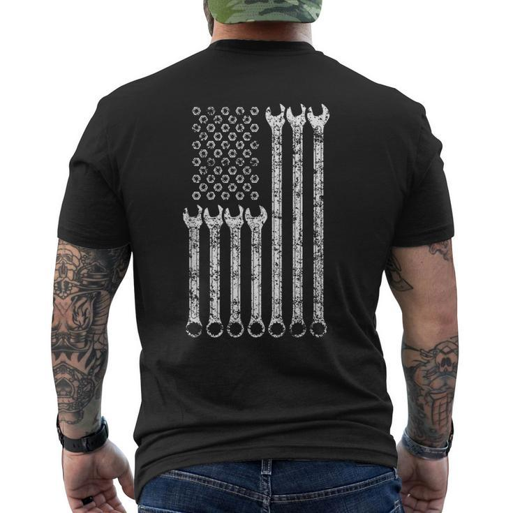 American Flag Mechanic Combination Wrench  Gift Mens Mens Back Print T-shirt