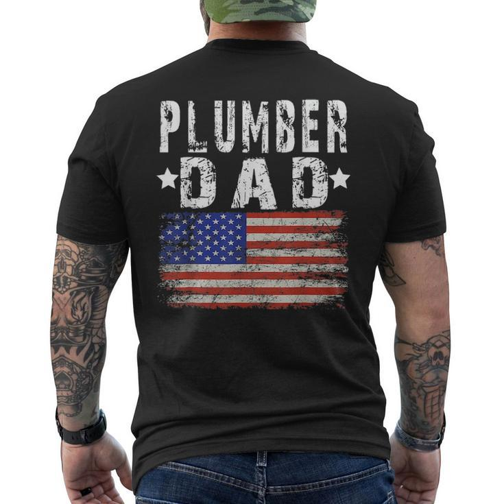 American Flag Plumber For Men Fathers Day Plumber Men's T-shirt Back Print