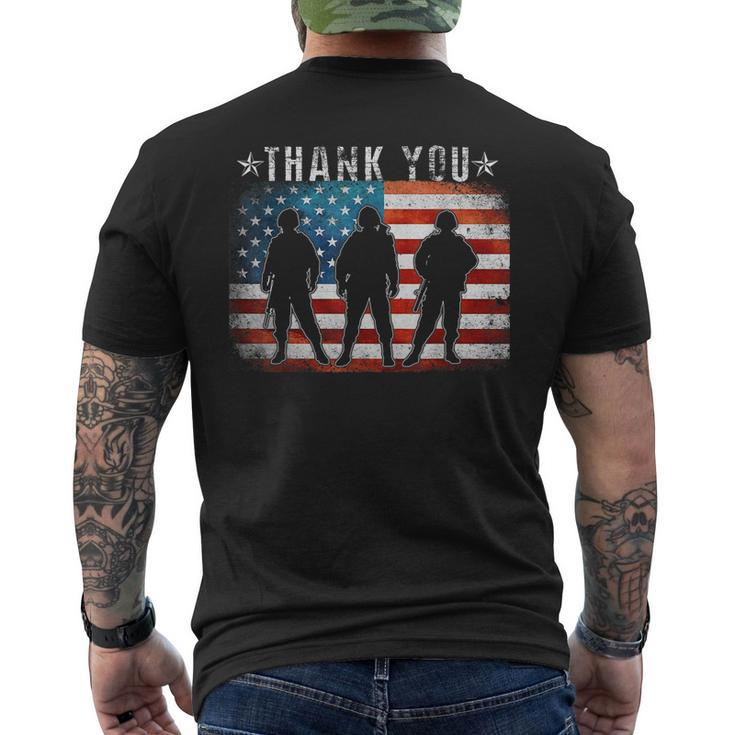 American Flag Thank You Veterans Proud Veteran Patrioitc Men's T-shirt Back Print