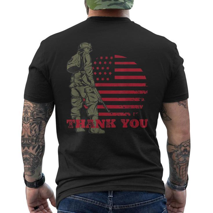 American Flag Thank You Veterans Proud Veteran V4 Men's T-shirt Back Print