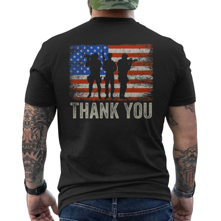 American Flag Thank You Veterans Proud Veteran V7 Men's T-shirt Back Print