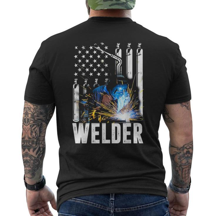 American Flag Welder Patriotic Fathers Day Men's T-shirt Back Print