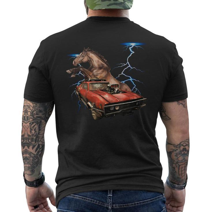 American Muscle Cars Thunderstorm Car Auto Mechanic Gift Mens Back Print T-shirt