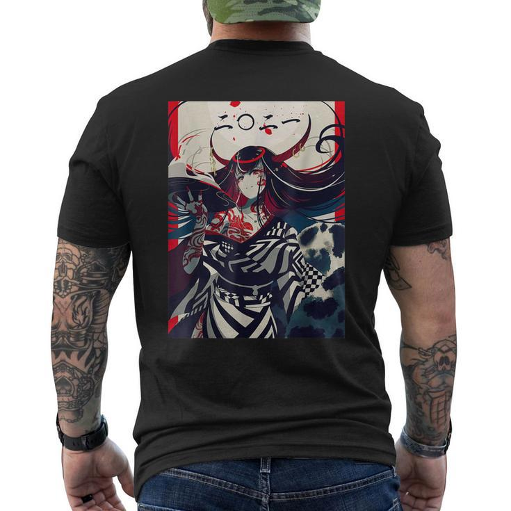 Anime Demon Girl Japanese Aesthetic Waifu Kawaii Otaku Men's T-shirt Back Print