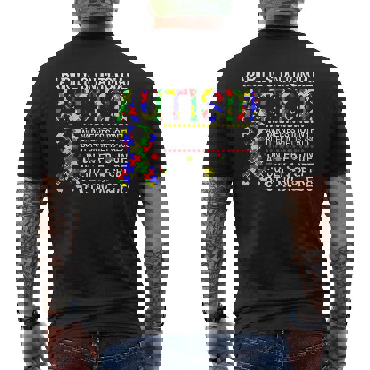 April Is National Autism Awareness Month Autism Awareness Men's Back Print T-shirt
