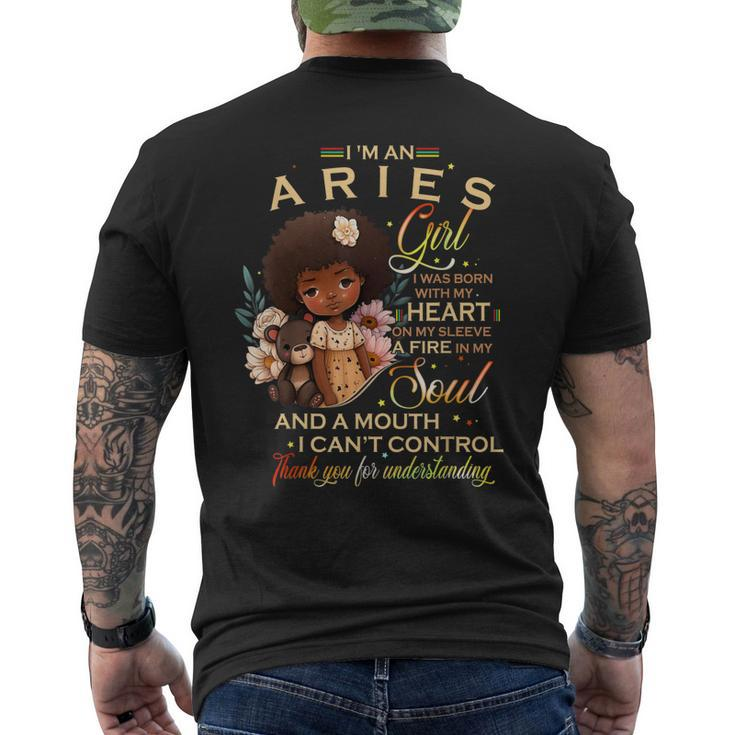 Aries Girl Birthday African American Little Girl Men's Back Print T-shirt
