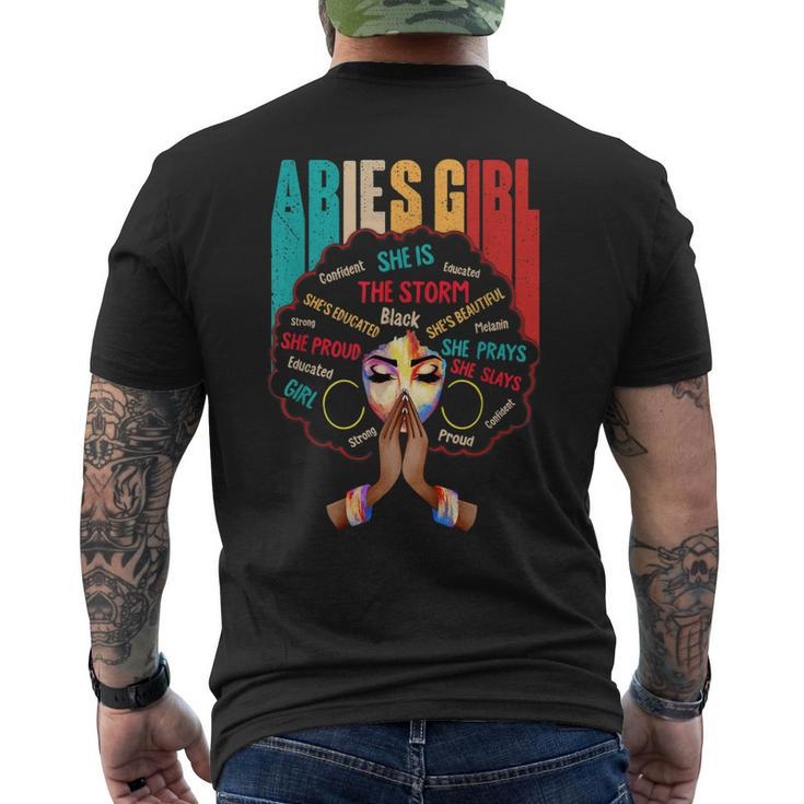 Aries Girl She Slays & Prays March April Birthday Queens Men's Back Print T-shirt