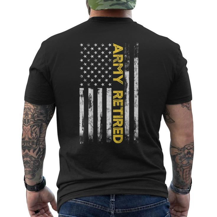 Army Retired Military Us Army Thin Gold Line American Flag Men's Back Print T-shirt
