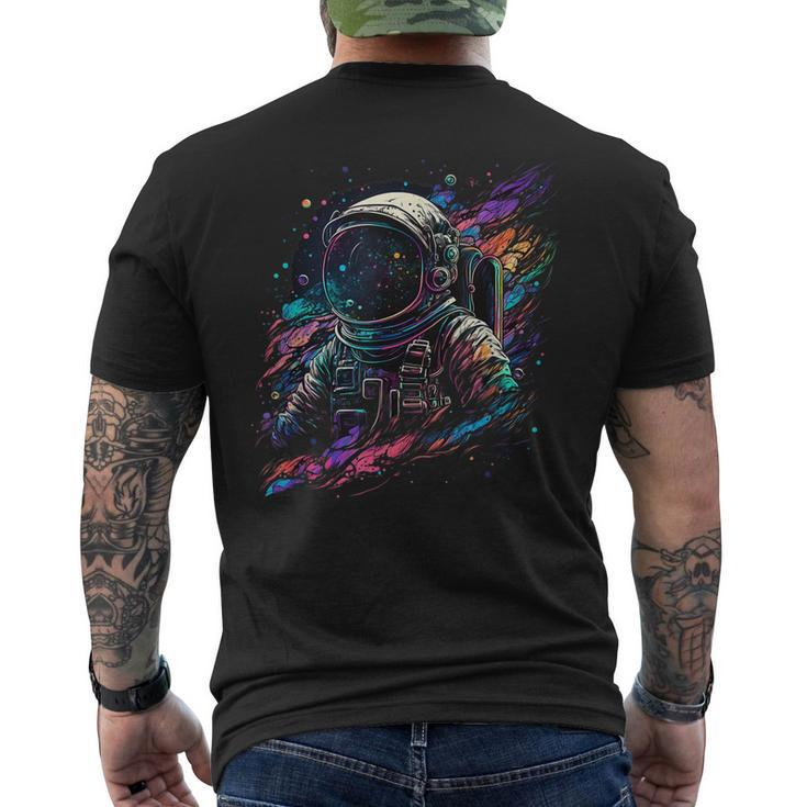 Astronaut Spaceman Universe Planets Galaxy  Men's Crewneck Short Sleeve Back Print T-shirt