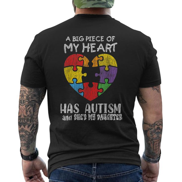 Autism Awareness Dad Mom Daughter Autistic Kids Awareness Mens Back Print T-shirt