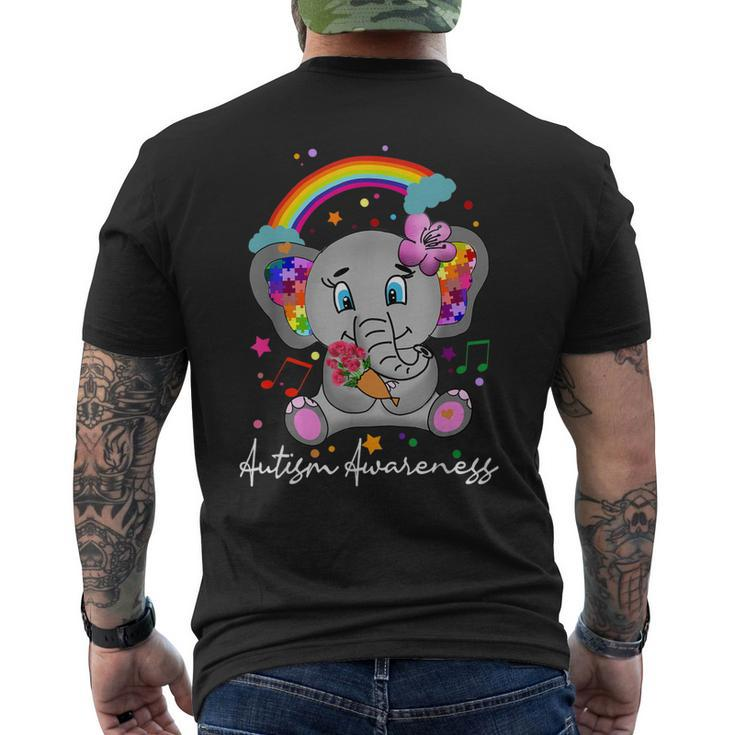 Autism Awareness Elephant Cute April Men's Back Print T-shirt