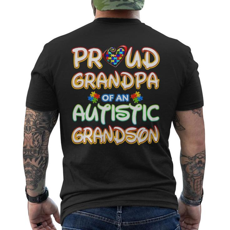 Autism Awareness Family Proud Grandpa Of Autistic Grandson Men's T-shirt Back Print