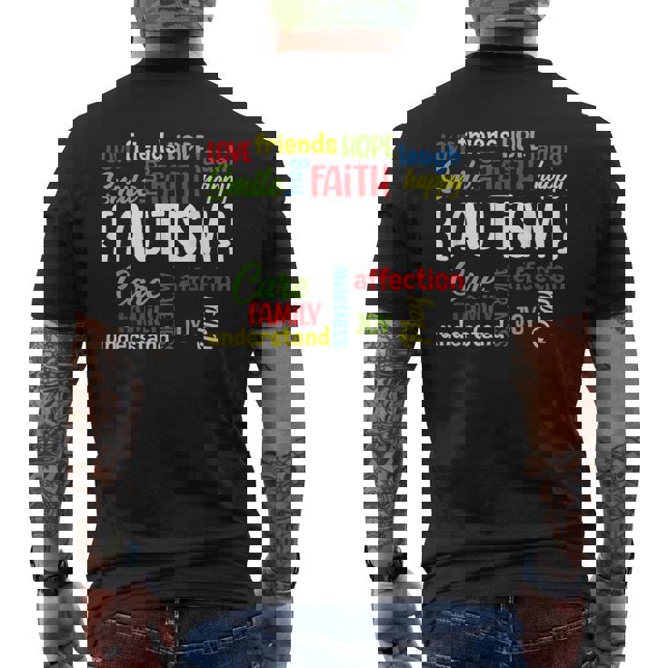 Autism Awareness Meaning Words Autism Awareness Words Men's Back Print T-shirt