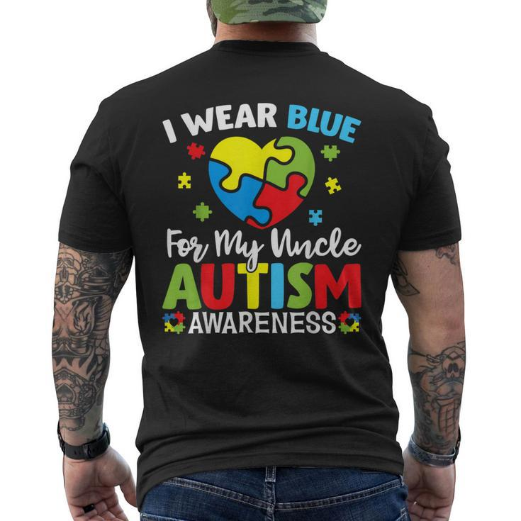 Autism Awareness Month Heart I Wear Blue For My Uncle Men's Back Print T-shirt