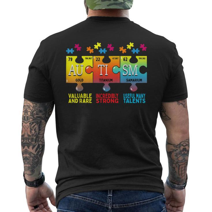 Autism Awareness Puzzle Chemical Elements Men's Back Print T-shirt
