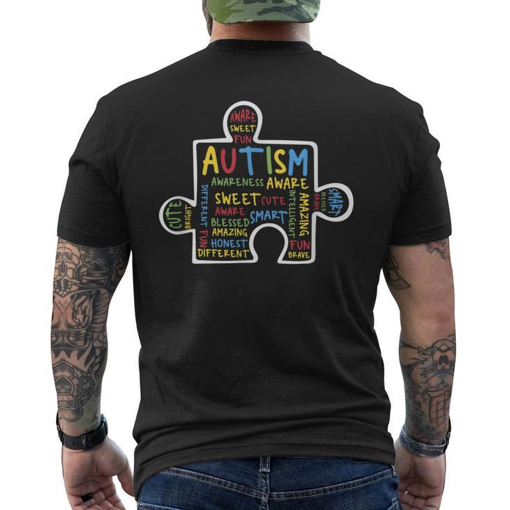 Autism Awareness Puzzle Piece Womens Men's Back Print T-shirt