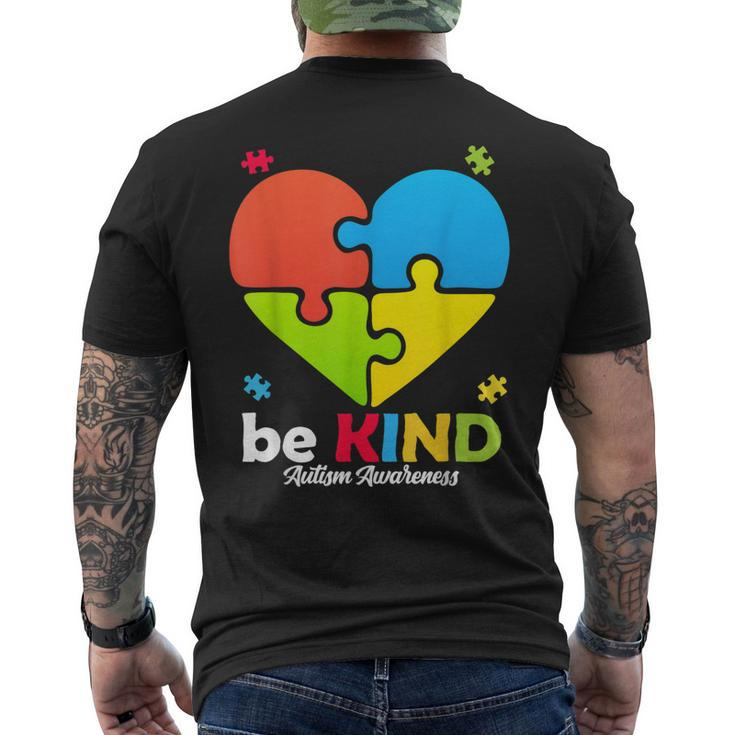Autism Awareness- Be Kind Puzzle Heart Kindness Men's Back Print T-shirt