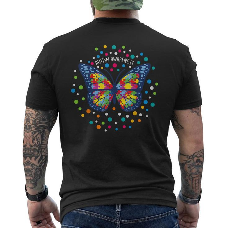 Autism Women Men Butterfly Support Autism Awareness Men's Back Print T-shirt