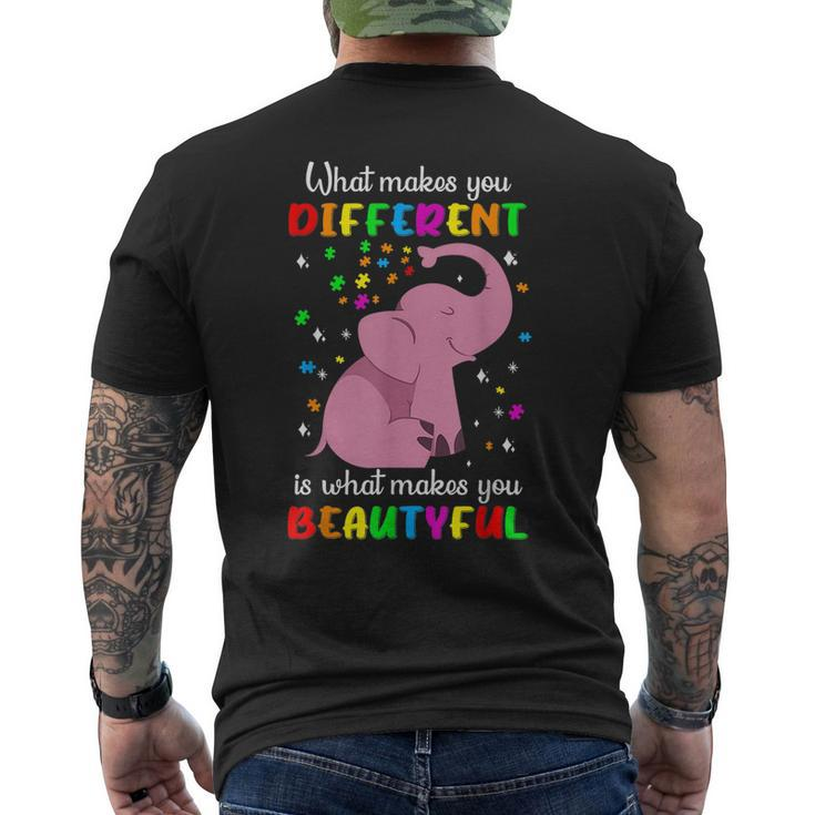 Autism Elephant What Makes You Different Makes You Beautiful Men's Back Print T-shirt
