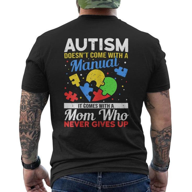 Womens Autism Mom For Autistic Girls Boys Autism Awareness Month Men's Back Print T-shirt
