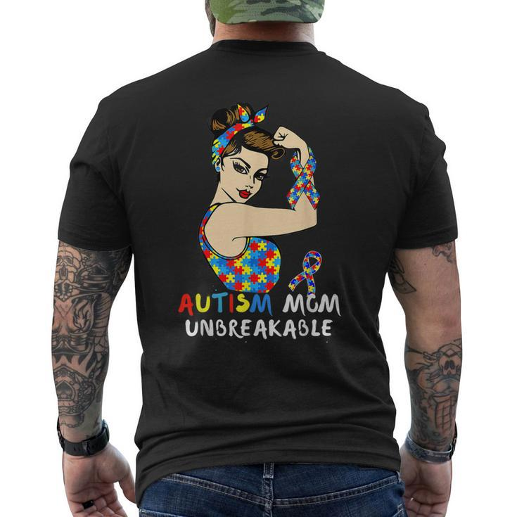 Autism Mom Unbreakable Autism Awareness Month Men's Back Print T-shirt