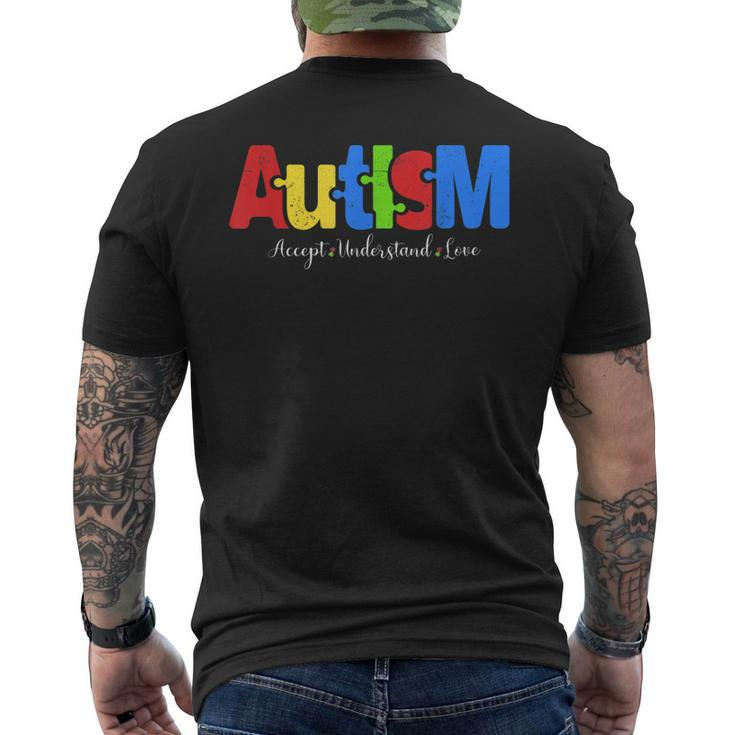 Autism Puzzle Accept Understand Love Autism Awareness Men's Back Print T-shirt