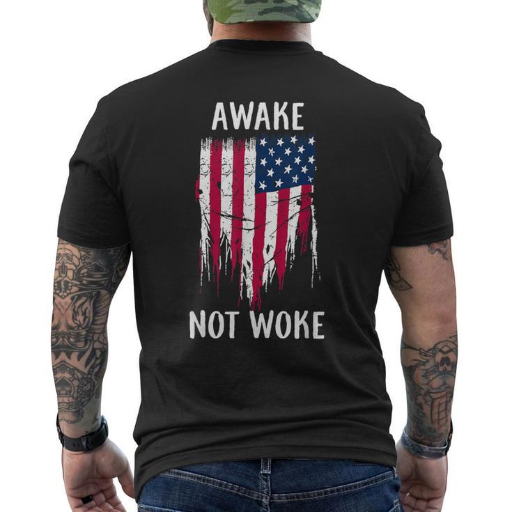 Awake Not Woke Anti Censorship Cancel Culture Men's Back Print T-shirt